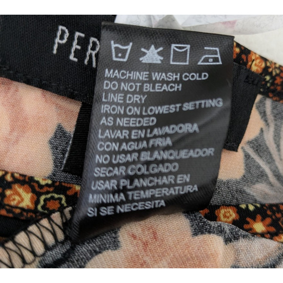 Perceptions Womens Dress Black Floral 1X Short Sleeve Belted - Picture 6 of 9